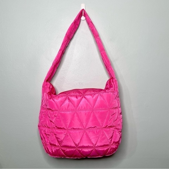Pink Quilted Puffer Shoulder Bag Lightweight Hobo Bag Handbag New - Picture 4 of 7